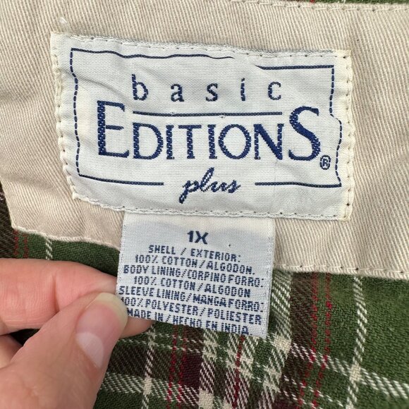 Vintage Chore Jacket Coat Basic Editions Plus 1X Beige Plaid Lining Corduroy 90s - Picture 4 of 12